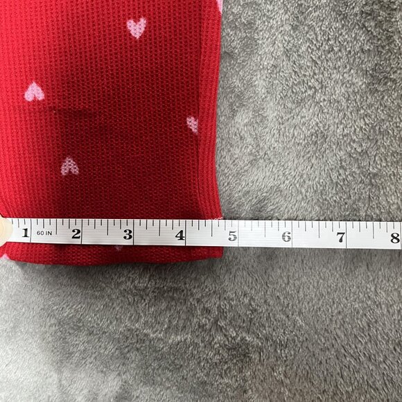 Laura Ashley Heart Print Pajama Set Women’s M Red Waffle Knit Y2K Cozy Valentine - Picture 16 of 16